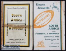 Rugby Tourists Programmes in Wales 1950s (2): South Africa v Pontypool & Newbridge at Pontypool 1951
