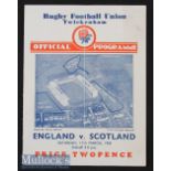 1934 England v Scotland Rugby Programme: In an England Triple Crown/Champs season^ crisp card with
