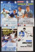 1984-2002 France v England Rugby Programmes (4): Many with ticket^ clipping or both^ from the