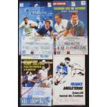 1984-2002 France v England Rugby Programmes (4): Many with ticket^ clipping or both^ from the