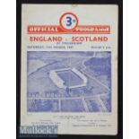 1947 England v Scotland Rugby Programme: England shared the title. Odd mark and fold but back to the