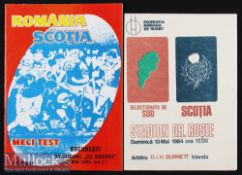 1984 Scotland to Romania Rugby Programmes (2): Less often seen^ especially the former^ these items