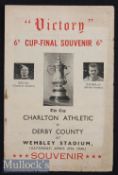 1946 FA Cup Final Charlton Athletic v Derby County Souvenir Football Programme printed by Abbott^