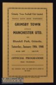 Scarce 1945/46 Grimsby Town v Manchester United Football Programme date 19 Jan^ single sheet^ in
