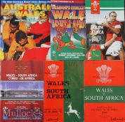 1960-1999 Wales v South Africa & in Australia Rugby Programmes (6): For the Springboks’ matches at