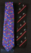 RWC Wales 1999 & Japan/New Zealand Rugby 1987 Ties (2): Black with red/white narrow stripes with