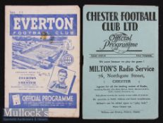 1948/49 Lancashire Cup Chester v Everton Football Programme date 22 Sep together with Everton v