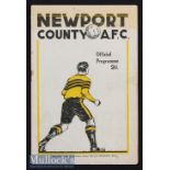 1946/47 Newport County AF v Swansea Town Football Programme date 12 Oct^ in G overall condition