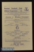 1952/53 Everton v West Command Football Programme date 22 Oct single sheet^ team changes^ folds^