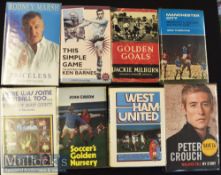 Selection of Signed Football Books to include Rodney Marsh Priceless^ Ken Barnes This Simple Game^