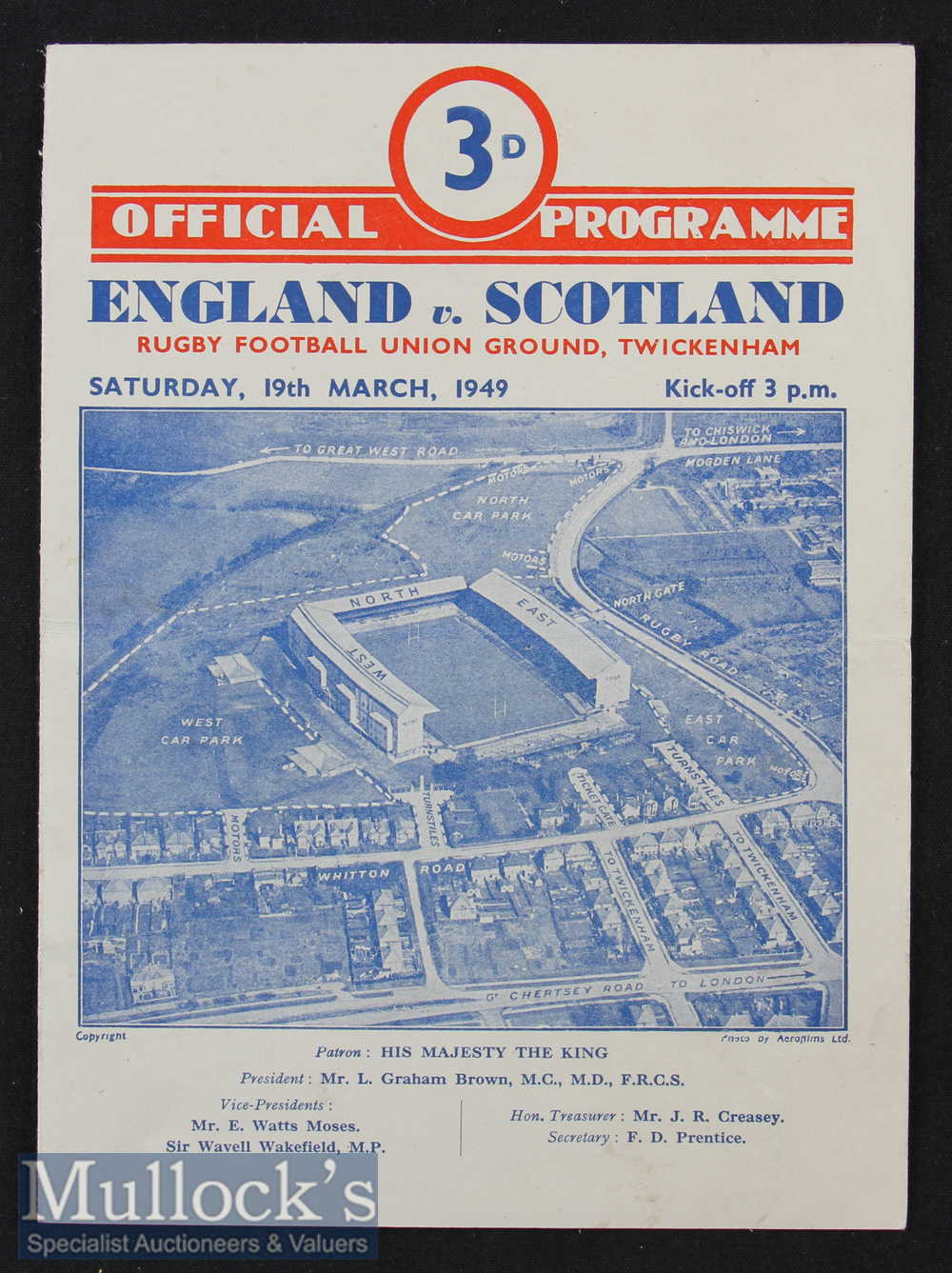 1949 England v Scotland Rugby Programme: Odd mark and slight fold but generally VG usual 4pp