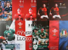 Wales Test Rugby Programmes 2017-2020 (9): Mostly excellent^ recent issues v Scotland (a)^ Ireland