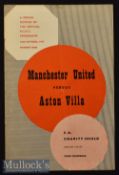 1957/58 Charity Shield Manchester United v Aston Villa Football Programme date 22 Oct^ centre