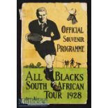 Scarce 1928 New Zealand All Blacks South Africa Tour Souvenir Rugby Brochure: Sought-after^