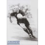 Rugby star the late Jonah Lomu New Zealand All Black b/w print: approx 43cm x 31cm^ strongly