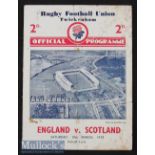 1938 England v Scotland Rugby Programme: In Scotland’s Triple Crown/Champs season^ ‘Wilson Shaw’s