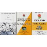 1967-1984 England Rugby Programmes (3): v Australia 1967 & 1982; away v South African Rugby