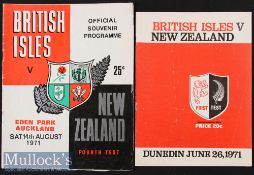 1971 British Lions Rugby Test Programmes in New Zealand (2): 1st (won) and 4th (drawn) Tests from