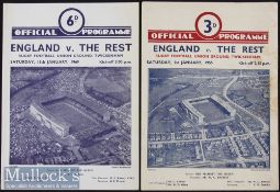 1955 & 1969 England Trials Rugby Programmes (2): Both at Twickenham with the old-style 4pp card