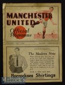 Scarce 1932/33 The 1st Manchester United ‘United Review’ v Stoke City Football Programme Vol 1 No