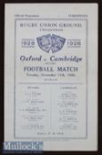 1928 Varsity Rugby Match Programme: Another win by Cambridge^ issue in very good order for its age