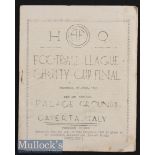 1945 Football League Charity Cup Final MACAF v Royal Navy Football Programme date 25 Apr at Palace