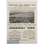 1950/51 Wellington Town v Shrewsbury Town Football Programme 1st League Season for the Shrews^