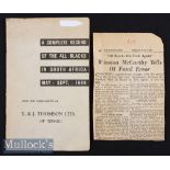Rare 1949 New Zealand All Blacks Complete Record of the 1949 tour to South Africa Booklet: With a