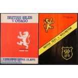 1971 British Lions Rugby Programmes in New Zealand (2): From the games v Wellington and Otago.