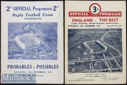 1933/47 England Trial Rugby Programmes (2): Probables v Possibles Dec 1933 (slight marks & pencil