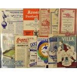 Selection of Manchester United 1950s Away Football Programmes to include 48/49 Aston Villa^