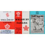 Canada in the UK Rugby Programmes (3): v a Welsh XV 1971^ Cardiff 1979 and an England XV 1983. VG