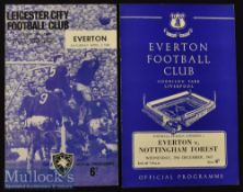 2x 1965/66 Everton Postponed Football Programmes including Nottingham Forest 29 Dec and v