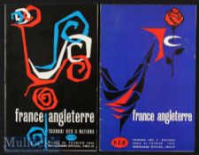 1964 & 1966 France v England Rugby Programmes (2): In very good attractive condition