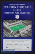 1957/58 Everton v Manchester United Football Programme date 4 Sep at Goodison Park^ scores in pen to