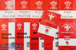 1955-1983 Wales v England Rugby Programmes (11): Issues from Cardiff for 1955-1961^ 1965-7; and