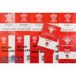 1955-1983 Wales v England Rugby Programmes (11): Issues from Cardiff for 1955-1961^ 1965-7; and