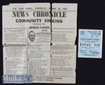 1947 FA Cup Final Burnley v Charlton Athletic Football Ticket date 26 Apr North Grand Stand^ in G