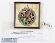 1948 Wolverhampton Wanderers Tour of Holland Commemorative Delft Tile presented to Leslie Smith^