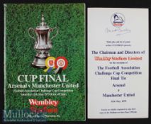 1979 FA Cup Final Arsenal v Manchester United Football Programme and signed Matt Busby Luncheon Menu