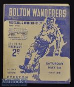 1947/48 Bolton Wanderers v Everton Football Programme date 1 May^ G overall