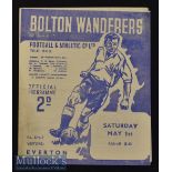 1947/48 Bolton Wanderers v Everton Football Programme date 1 May^ G overall