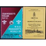 1983 & 1984 Crawshay’s Welsh XV Rugby Programmes (2): Pair of issues neatly summarising the team and