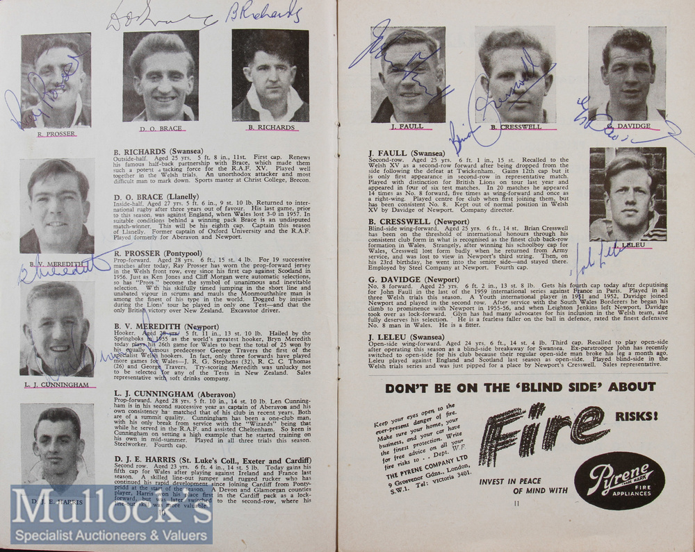 Trio of Wales and Armed Services Rugby Programmes from 1947 onwards - one signed (3): With sellotape - Image 2 of 5