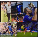 5x Signed Leicester City Colour Photographs Rogers^ Vardy^ Choudery^ etc^ measuring 30x21cm approx.