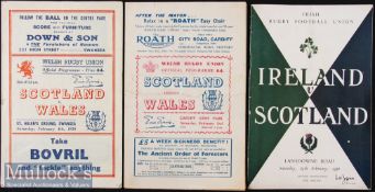 1950s Scotland Away Rugby Programmes (3): v Wales at Swansea (1950) & Cardiff (1952) and at Dublin v