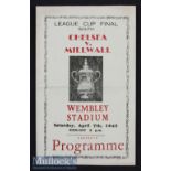 1945 War League Cup Final Chelsea v Millwall Souvenir Football Programme date 7 Apr^ single sheet^