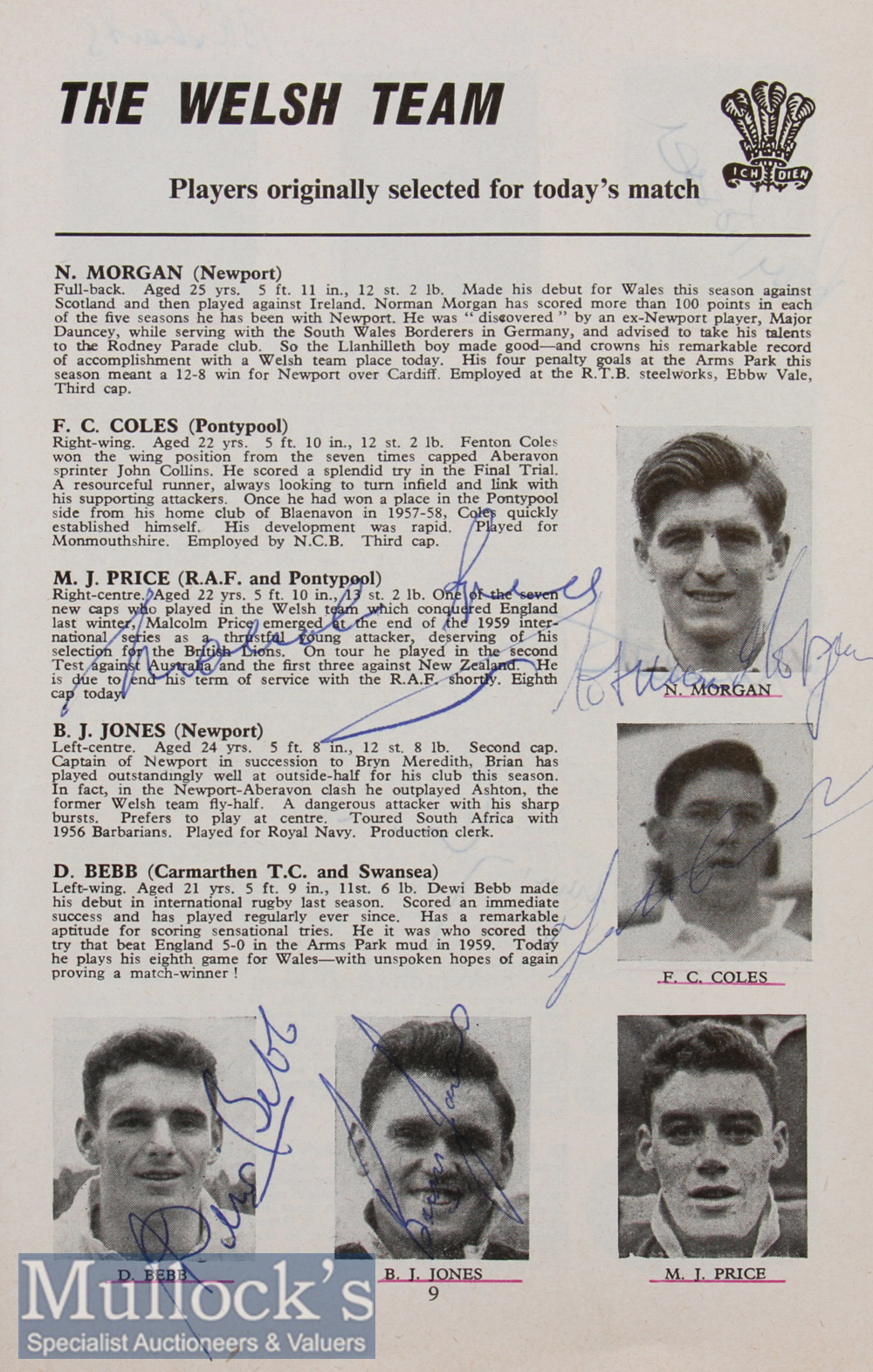 Trio of Wales and Armed Services Rugby Programmes from 1947 onwards - one signed (3): With sellotape