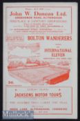 1956 Bolton Wanderers v An International Eleven Football Programme Ken Grieves Benefit Fund^ Taylor^