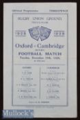 1929 Varsity Rugby Match Programme: Oxford victorious this time. Programme in good condition